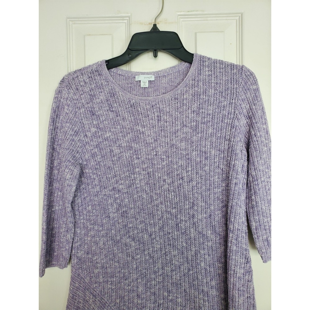 Pure Jill Sweater Purple Asymmetrical Hem Ribbed Knit Pullover Casual XS Petite - Picture 4 of 8